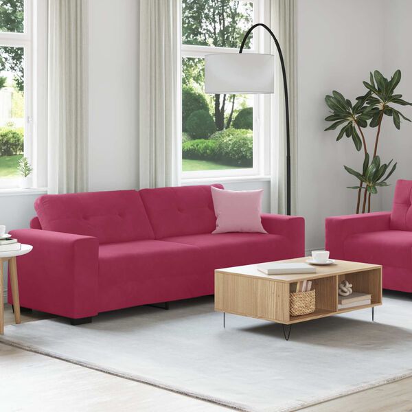 vidaXL Sofa 2 pcs Wine Red Fabric