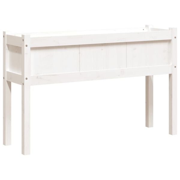 vidaXL Garden Planter White Solid Pine Wood 41.3 in wide
