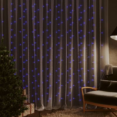vidaXL LED Curtain Fairy Lights 9.8'x9.8' 300 LED Blue 8 Function