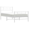vidaXL Bed Frame White Powder-Coated Steel Twin Bed Frame Rectangular