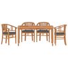 vidaXL Patio Dining Set Set of 4 Teak, Dark Gray Solid Teak Wood
