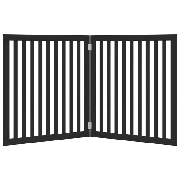 vidaXL Dog Gate Set of 2 Black Poplar wood 2 Panels Foldable