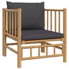 vidaXL Garden Lounge Set Dark grey cushions, natural bamboo frame
