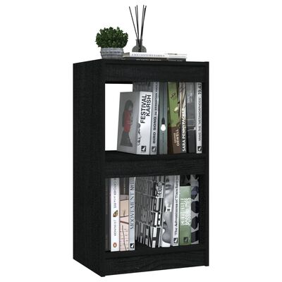 vidaXL Book Cabinet Black 15.7"x11.8"x28.1" Solid Wood Pine