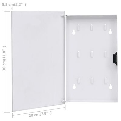 322778 vidaXL Key Box with Magnetic Board White 30x20x5,5 cm