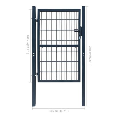 vidaXL Fence Gate Steel 41.7"x97.6" Anthracite