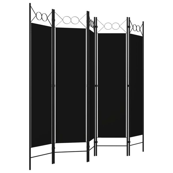 vidaXL 5-Panel Room Divider Black 78.7"x70.9"
