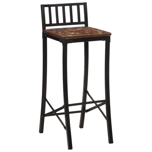 vidaXL Bar Chair Set of 2 Mixed Color Solid Reclaimed Wood Standard
