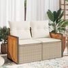 vidaXL Garden Sofa Beige Poly Rattan 2-Seater UV-resistant materials