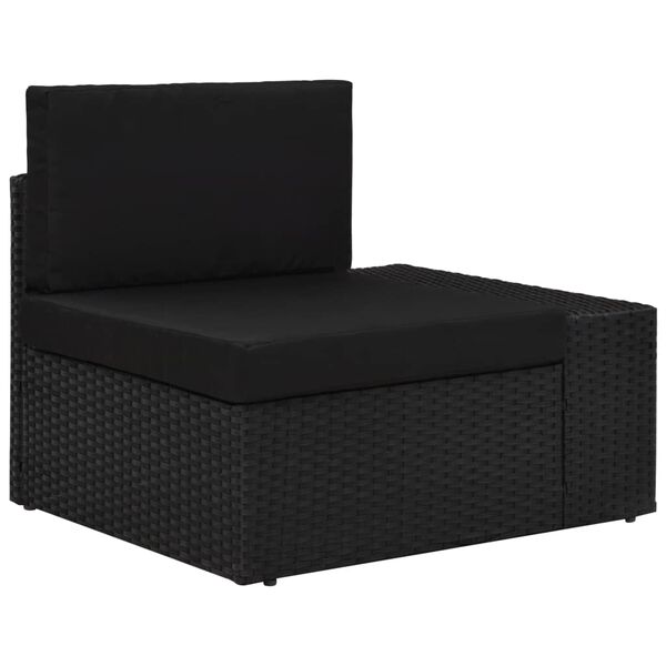 vidaXL Corner Sofa Black PE Rattan Standard Modular Corner Sofa