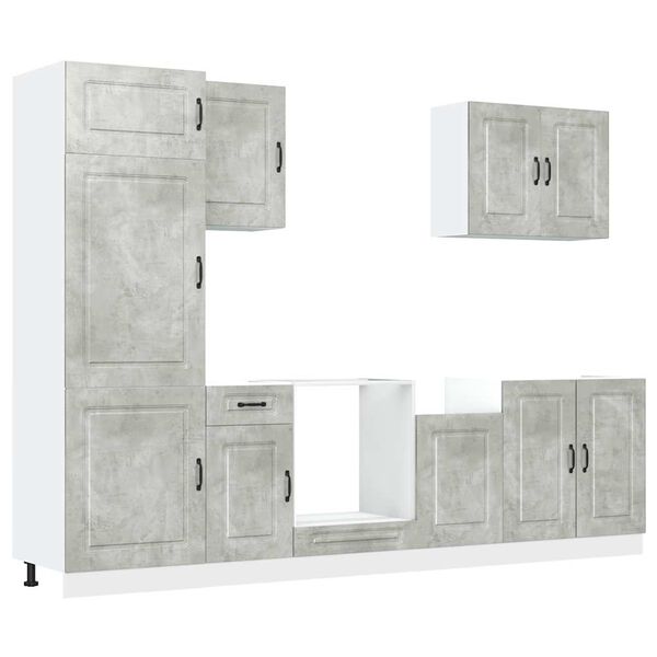 vidaXL Kitchen Cabinet Set Concrete Grey Engineered wood 7-piece set