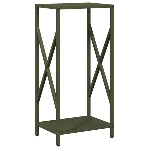 vidaXL Firewood Rack Olive Green 13.4x9.8x27.6" Cold-rolled steel
