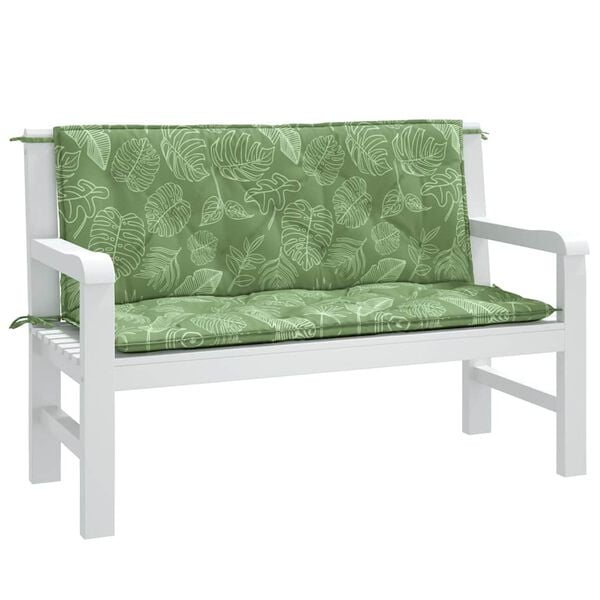 vidaXL Garden Bench Cushion Set of 2 Leaf Pattern Oxford Fabric