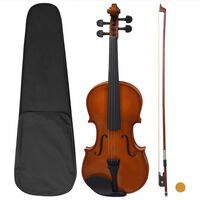 vidaXL Violin Full Set with Bow and Chin Rest Dark Wood 4/4