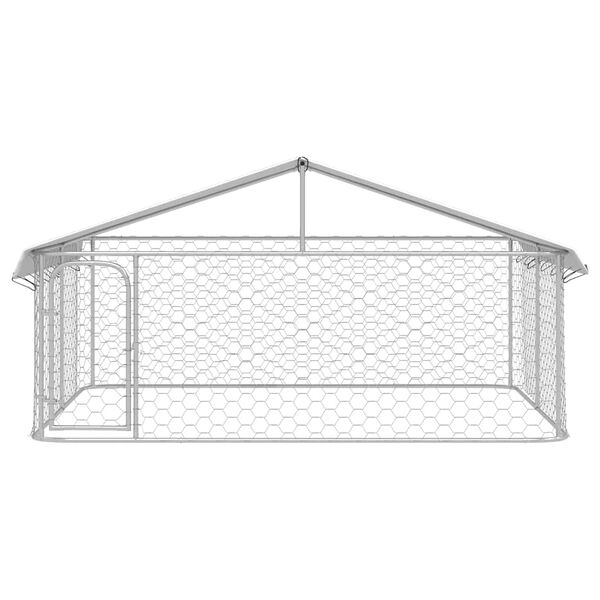 vidaXL Dog Kennel Silver Galvanized steel, polyethylene