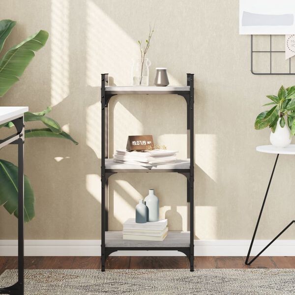 vidaXL Bookcase Grey sonoma Engineered wood, metal Medium