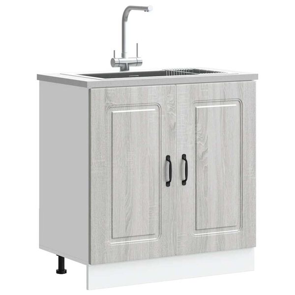 vidaXL Sink Base Cabinet Grey Sonoma Engineered Wood Adjustable Feet