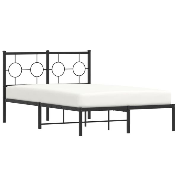vidaXL Bed Frame Black Powder-coated steel Small Double Bed Frame
