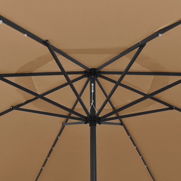 vidaXL Garden Parasol with LED Lights and Metal Pole 157.5" Taupe