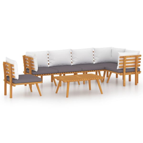 vidaXL Garden Lounge Set Dark grey Solid Acacia wood Large Modular