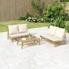 vidaXL Garden Lounge Set Cream White, Natural Bamboo, Polyester Modular