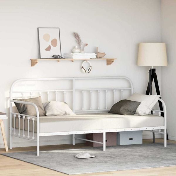 vidaXL Daybed Frame White 39.37 x 78.74 in Powder-Coated Steel
