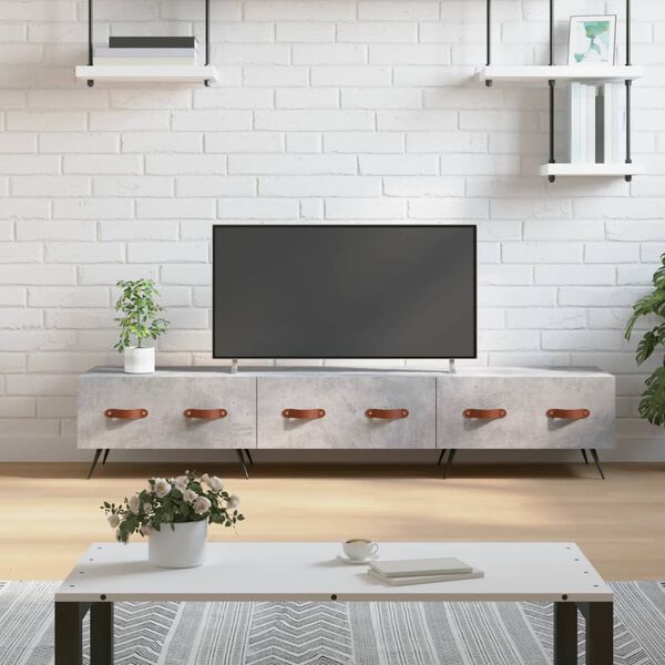vidaXL TV Cabinet Concrete Grey Engineered wood 59.1x14.2x11.8 in