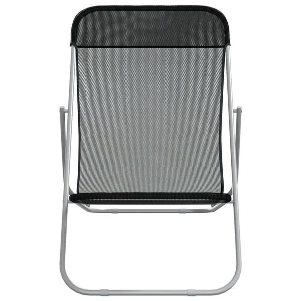 vidaXL Beach Chair Black Textilene and Powder-coated Steel Standard