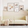 vidaXL Chesterfield Sofa Cream Faux leather, plywood, solid wood 3-seater