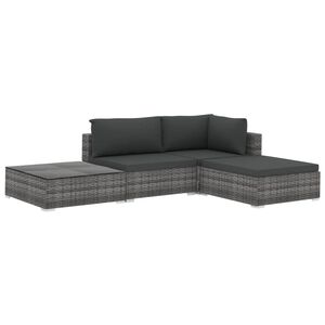 vidaXL Garden Lounge Set Grey Poly Rattan Medium Modular