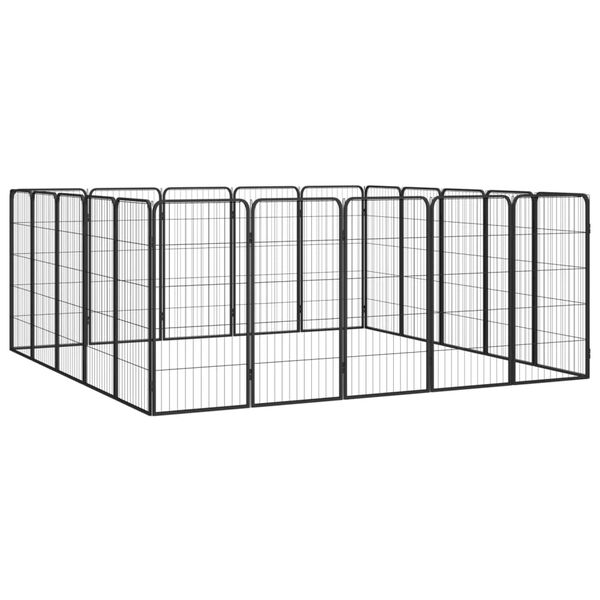 vidaXL Dog Playpen Black Powder-coated steel Dog Playpen Rectangular