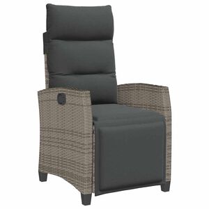 vidaXL Reclining Garden Chair Grey PE rattan, powder-coated steel Medium