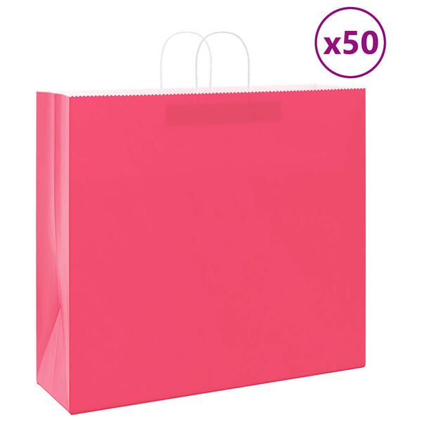 vidaXL Paper Bags 50 pcs with Handles Pink 21.3x5.9x19.3"