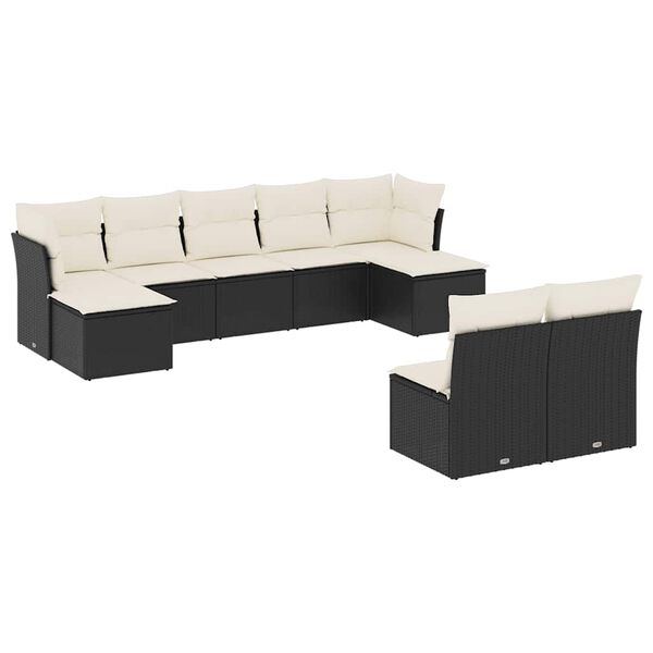 vidaXL Garden Sofa Set Black PE rattan Large Modular Garden Sofa Set