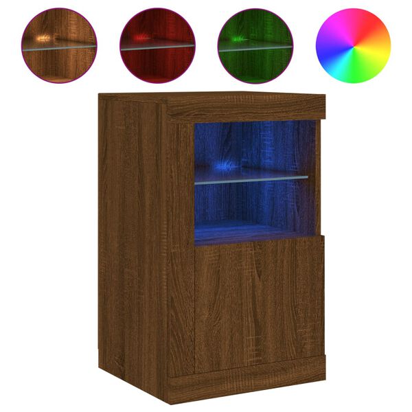 vidaXL Side Cabinet Brown Oak Engineered wood and glass Medium Lights