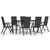 vidaXL Garden Dining Set Black PE rattan Medium Foldable