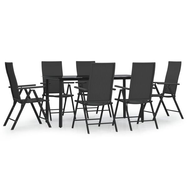 vidaXL Garden Dining Set Black PE rattan Medium Foldable
