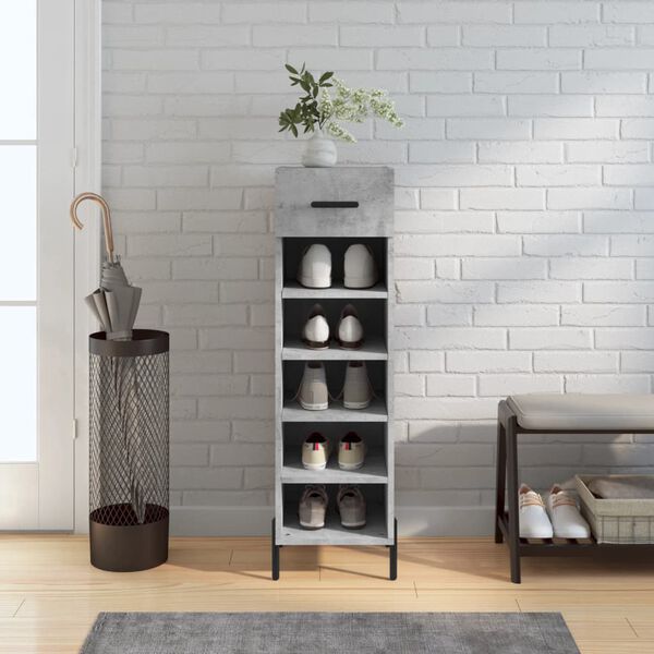 vidaXL Shoe Cabinet Concrete grey Engineered wood, iron, zinc alloy