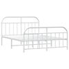 vidaXL Bed Frame White Steel Full Bed Frame Rectangular Traditional