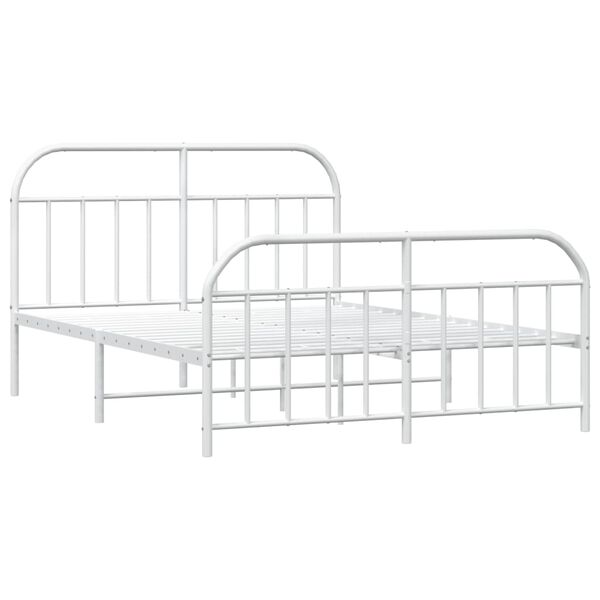 vidaXL Bed Frame White Steel Full Bed Frame Rectangular Traditional