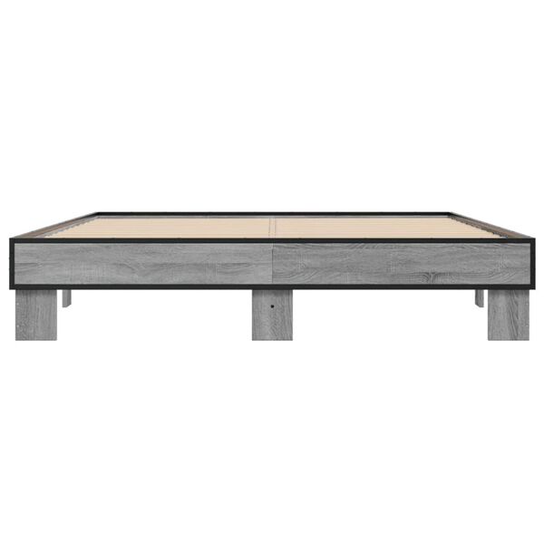 vidaXL Bed Frame Grey Sonoma Engineered wood, Metal King Size Modern