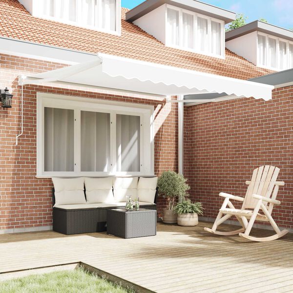 vidaXL Retractable Awning Manual White 137.80" x 98.43" fabric