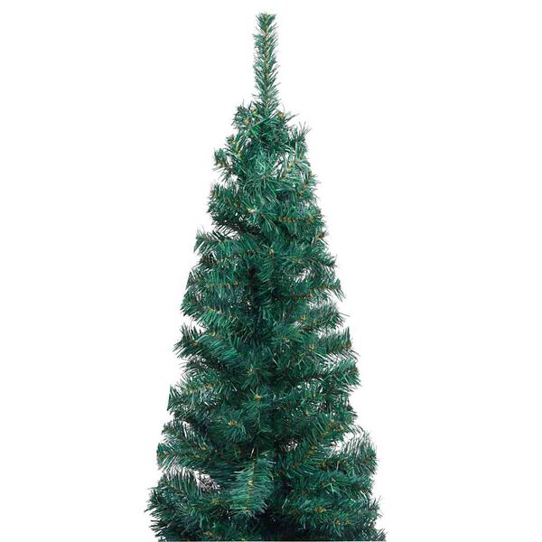 vidaXL Slim Artificial Pre-lit Christmas Tree with Ball Set Green 94.5"