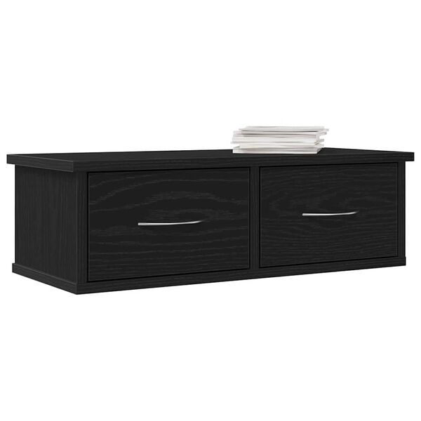 vidaXL Wall Cabinet Black Oak 23.62 x 10.24 x 7.28 in Engineered Wood