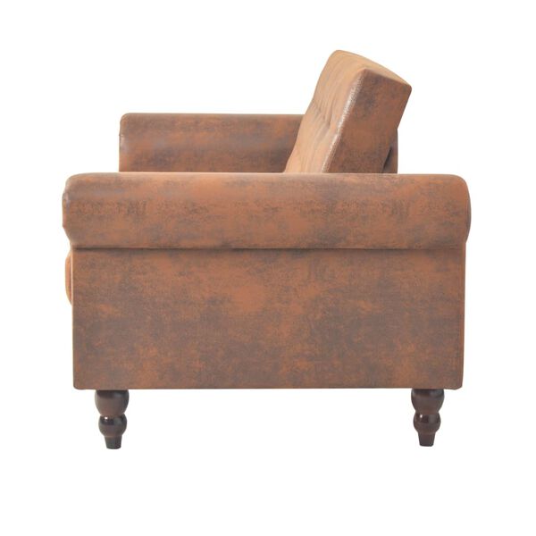 vidaXL 2-seater Sofa Brown Wooden frame, artificial suede Standard