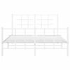 vidaXL Bed Frame White Powder-coated steel Double Bed Frame