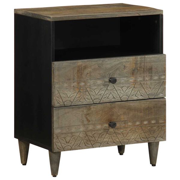 vidaXL Bedside Cabinet Light Gray Mango wood and engineered wood