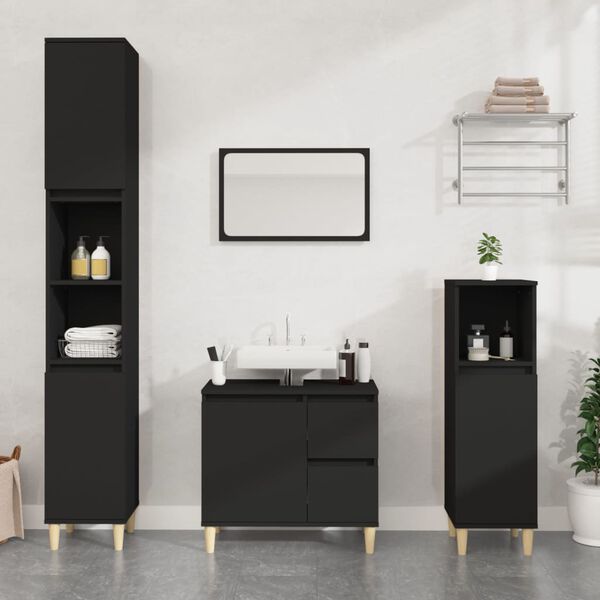 vidaXL Bathroom Cabinet Black Engineered wood Bathroom Cabinet