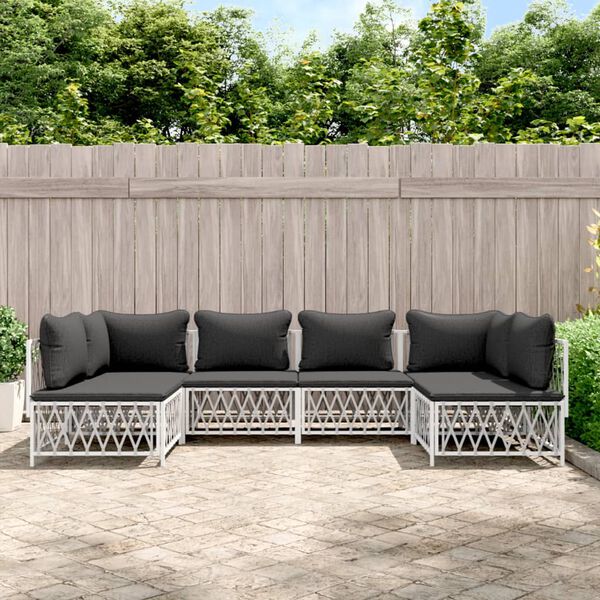 vidaXL Garden Lounge Set White Woven fabric Medium Modular