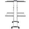 vidaXL 2-Tier Laundry Drying Rack with Wheels Silver 23.6"x27.6"x41.7"